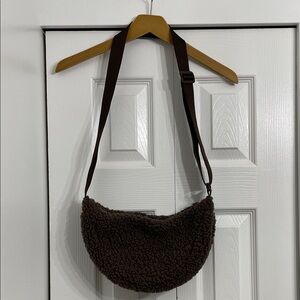 Dark Brown Boucle Sling Crossbody Bag